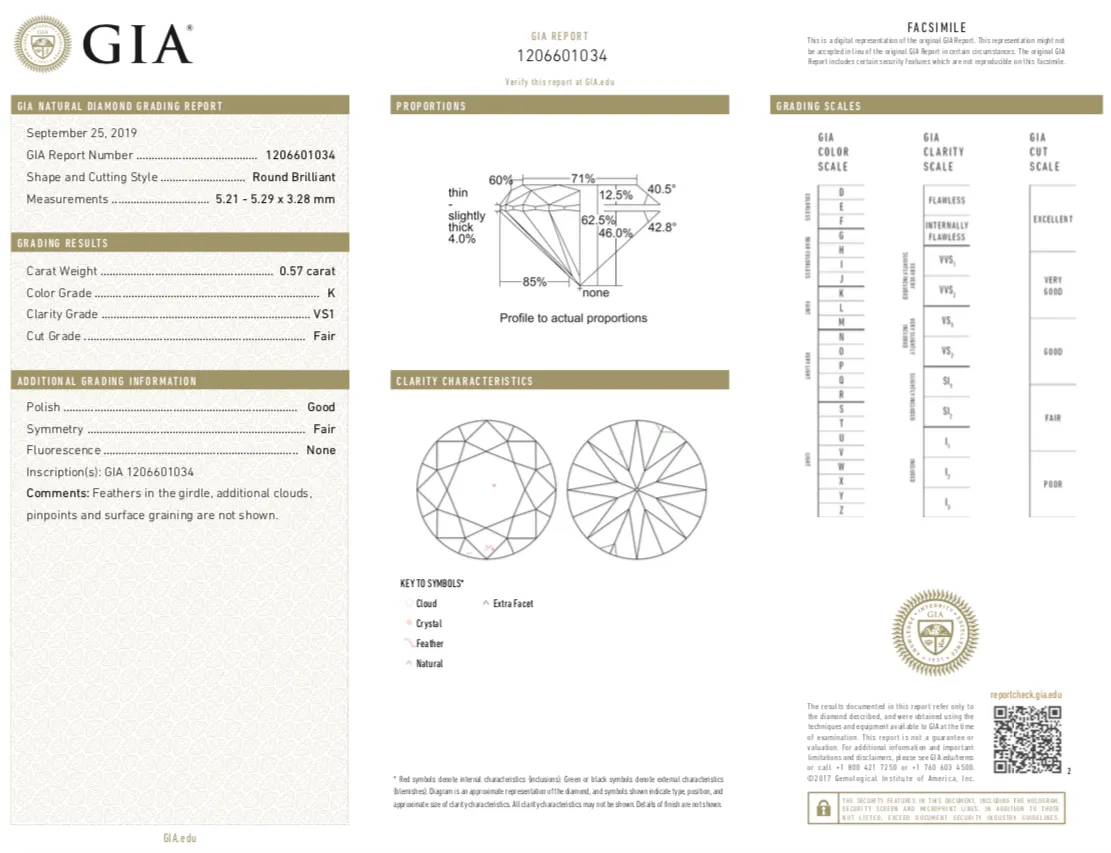 0.57ct RBC Diamond K, VS1, GIA