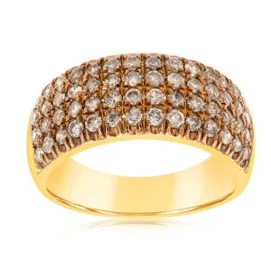 1 Carat Diamond Ring with 58 Brilliant Cut Diamond in Silver Gold Plated