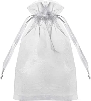 100PCS Premium Sheer Organza Bags, White Wedding Favor Bags with Drawstring, 4x6 inches Jewelry Gift Bags for Party, Jewelry, Festival, Makeup Favor Bags,net gift bags,drawstring goody bags