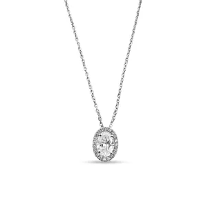 1.03cts Oval Center Lab-Grown Diamond Halo Necklace in 14k White Gold