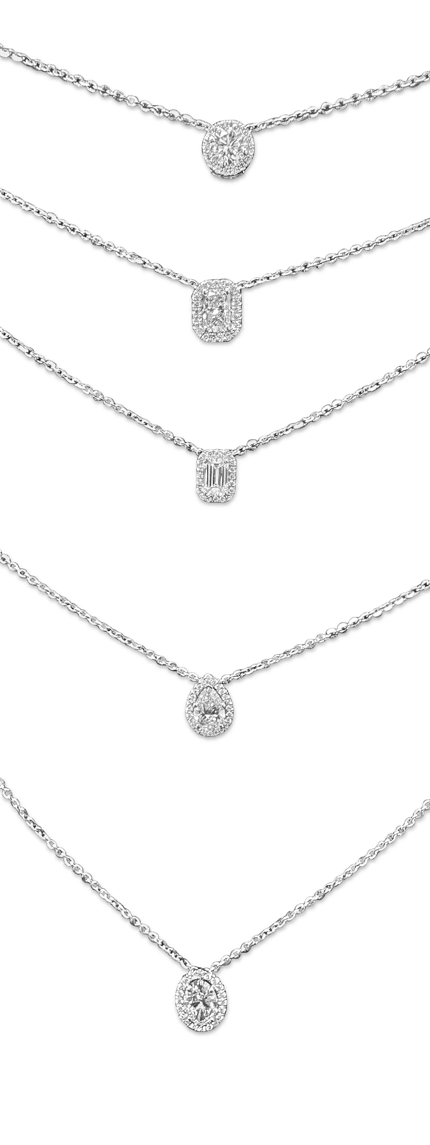 1.03cts Oval Center Lab-Grown Diamond Halo Necklace in 14k White Gold