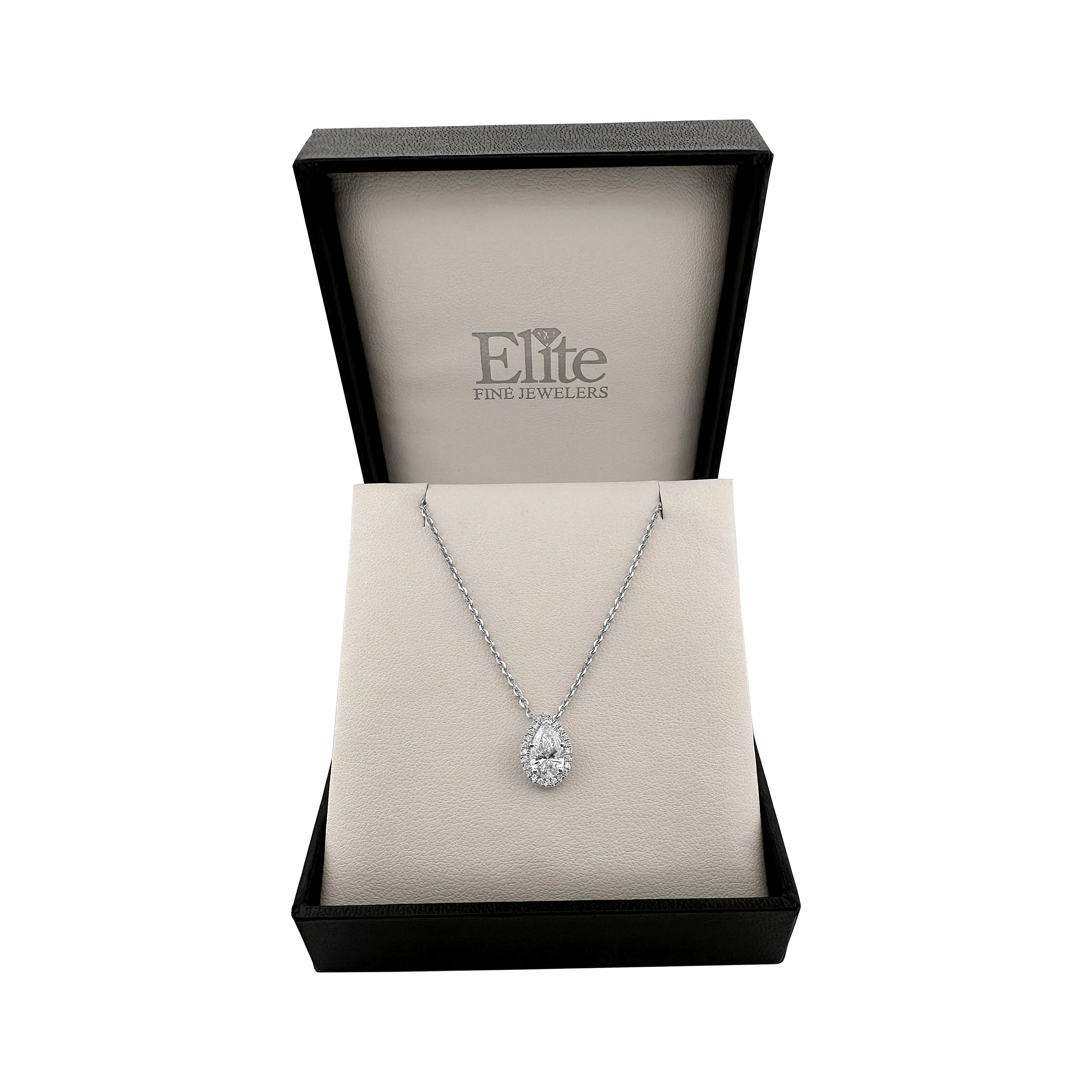 1.03cts Oval Center Lab-Grown Diamond Halo Necklace in 14k White Gold