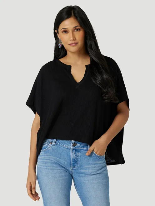 112327335 - Wrangler Women’s Retro Textured Dolman Tee - Black Beauty