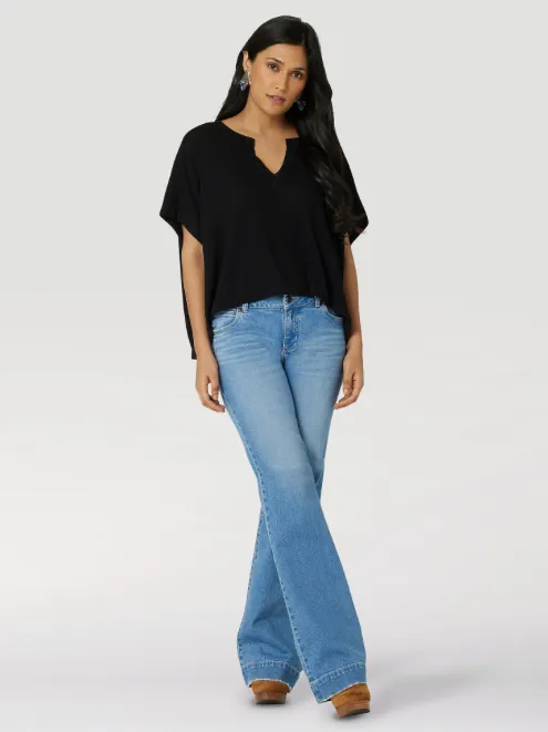 112327335 - Wrangler Women’s Retro Textured Dolman Tee - Black Beauty
