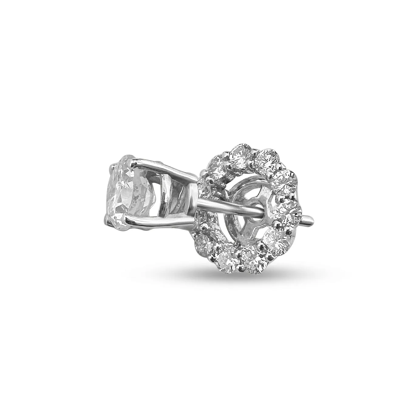1/2ctw Round Brilliant Natural Diamond Earring Jacket Halos in 14k White Gold
