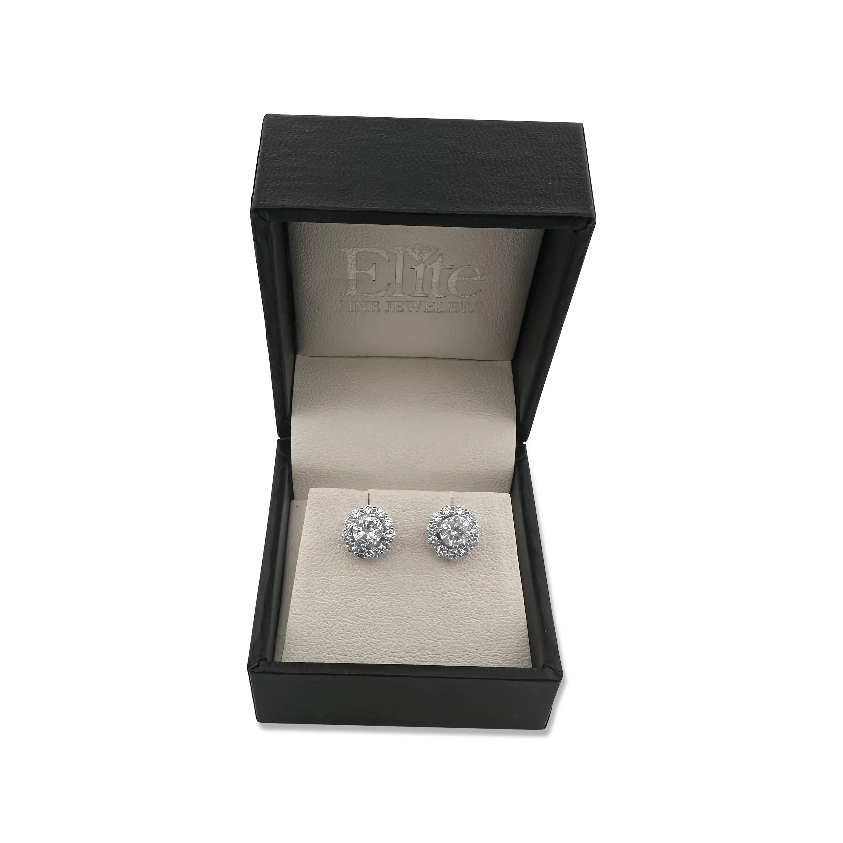 1/2ctw Round Brilliant Natural Diamond Earring Jacket Halos in 14k White Gold