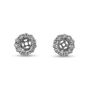 1/2ctw Round Brilliant Natural Diamond Earring Jacket Halos in 14k White Gold