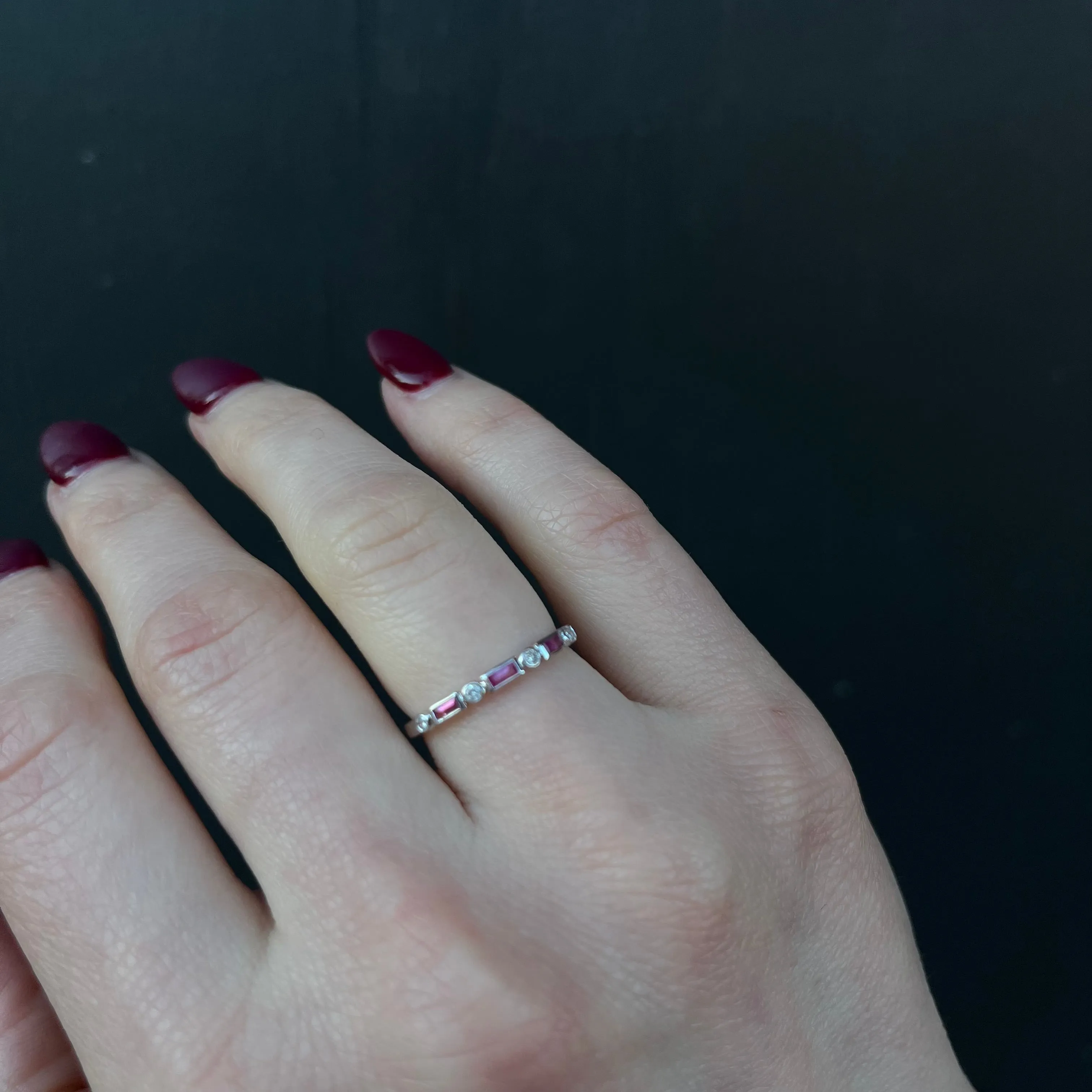 14K White Gold 0.24 CTW Pink Sapphire and Diamond Band