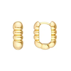 14K Yellow Gold Textured Huggies