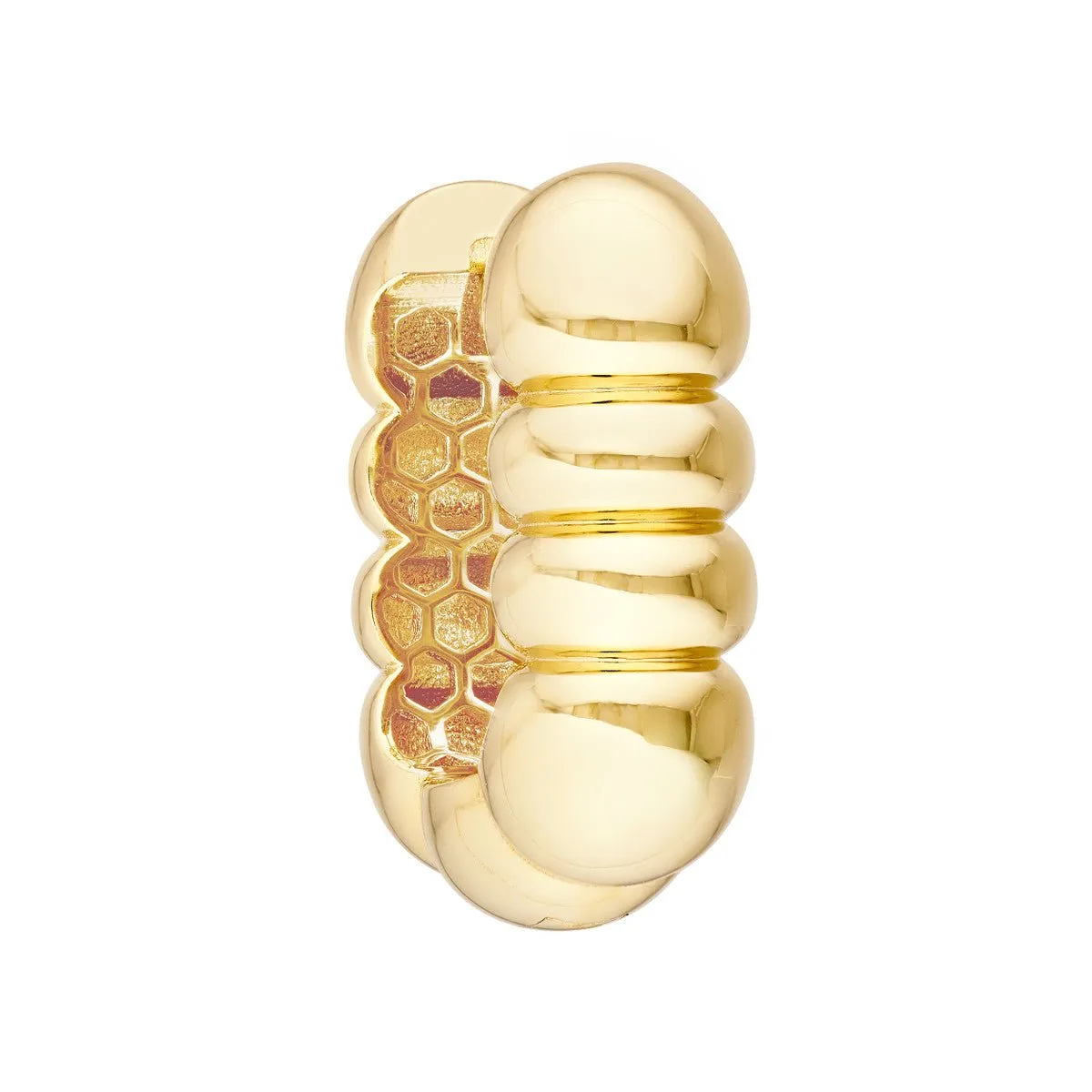 14K Yellow Gold Textured Huggies