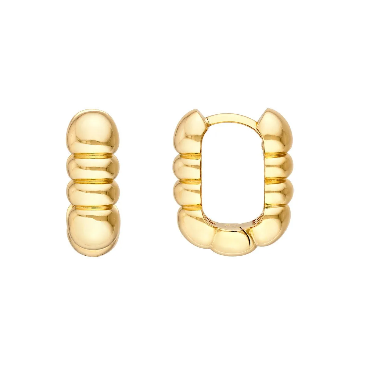 14K Yellow Gold Textured Huggies