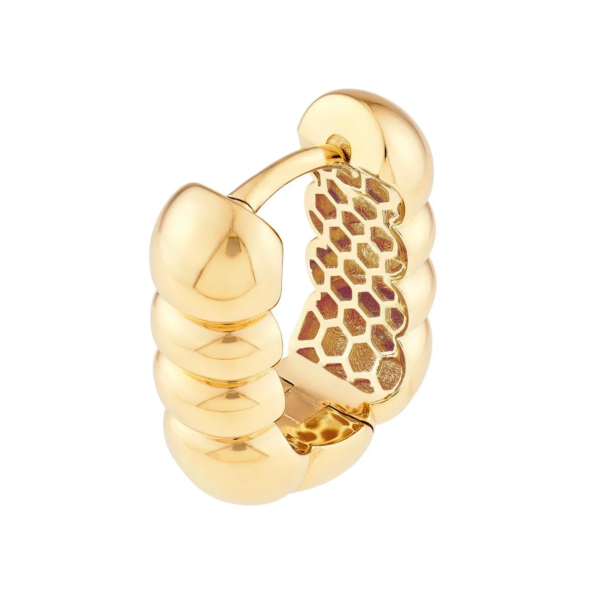 14K Yellow Gold Textured Huggies