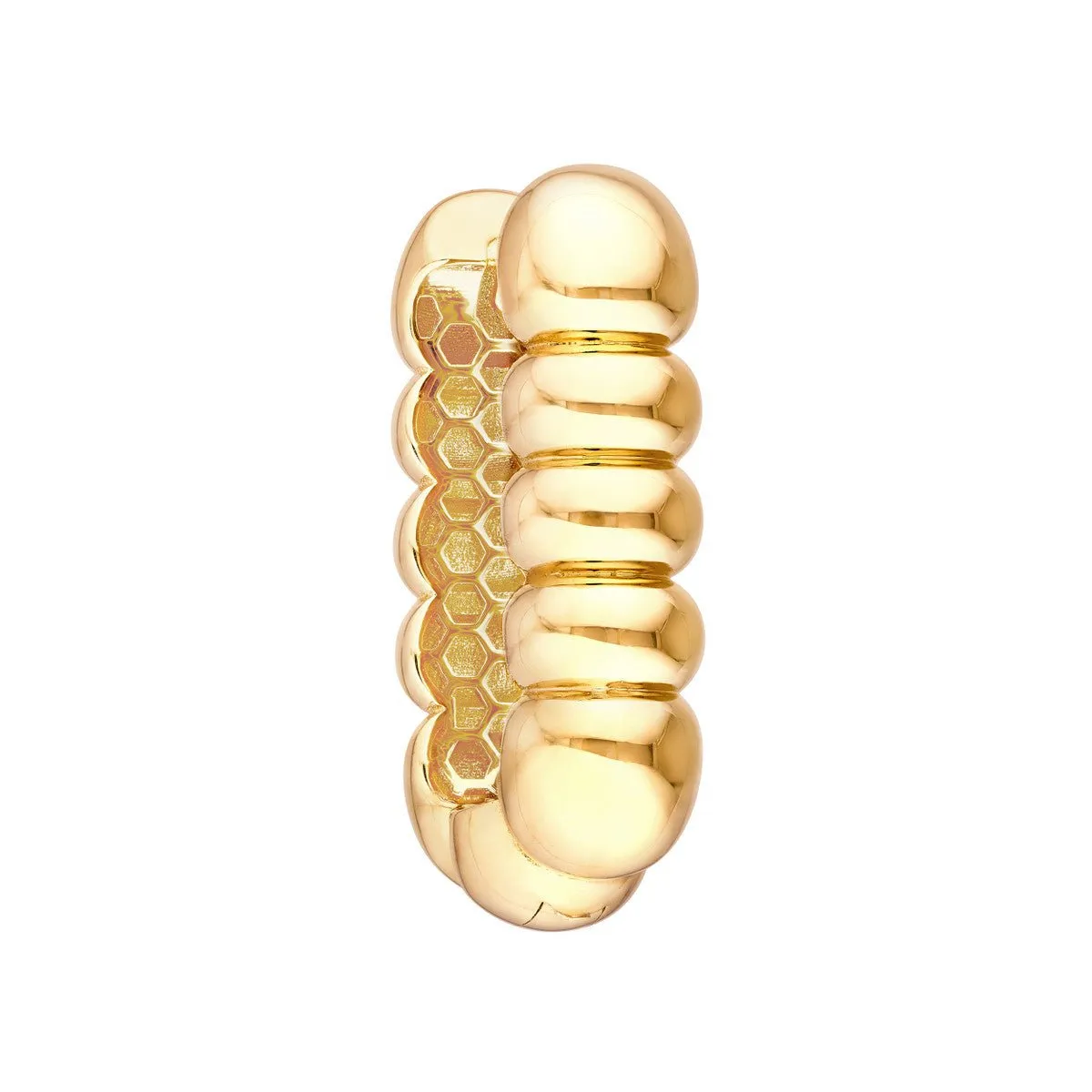14K Yellow Gold Textured Rectangular Hoops