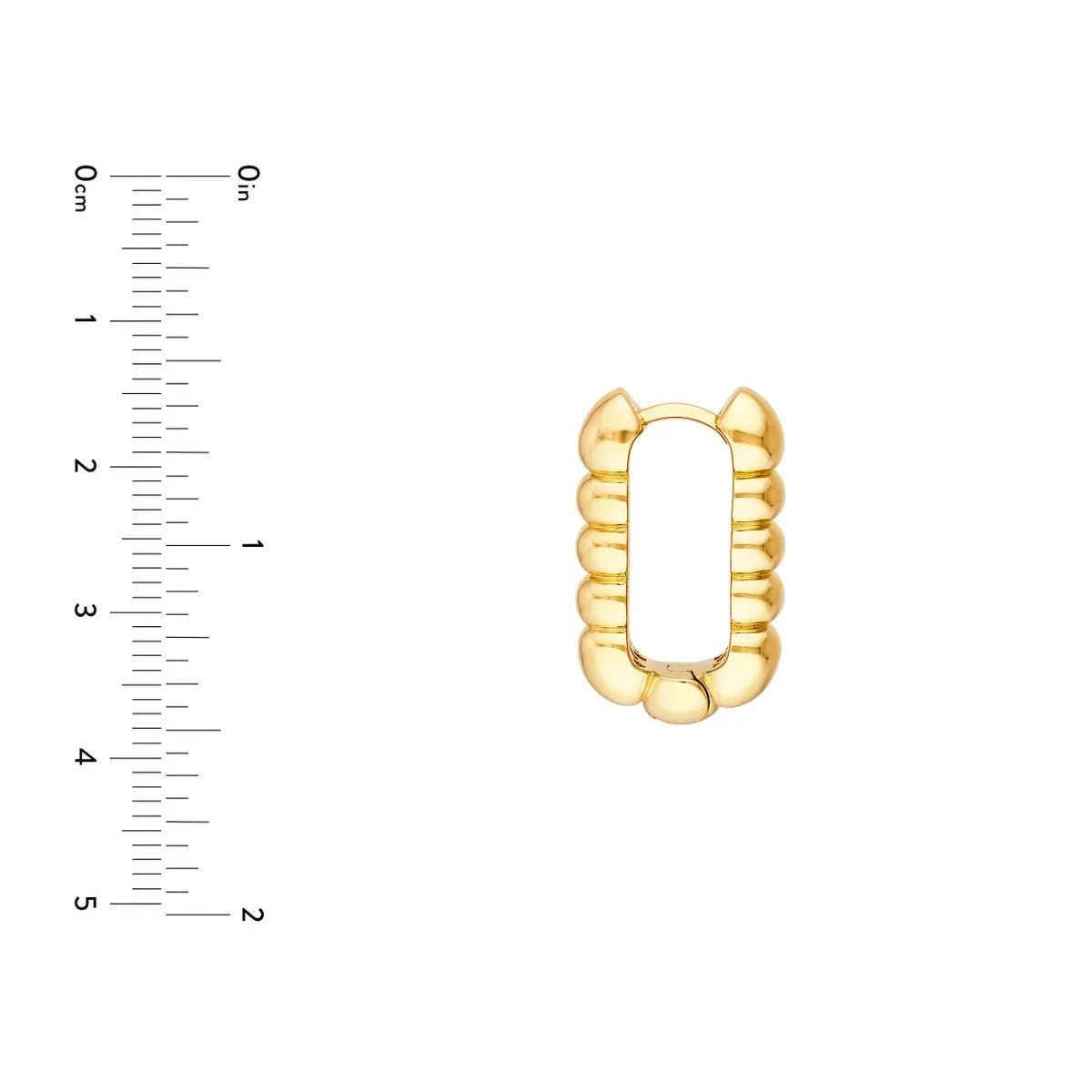 14K Yellow Gold Textured Rectangular Hoops