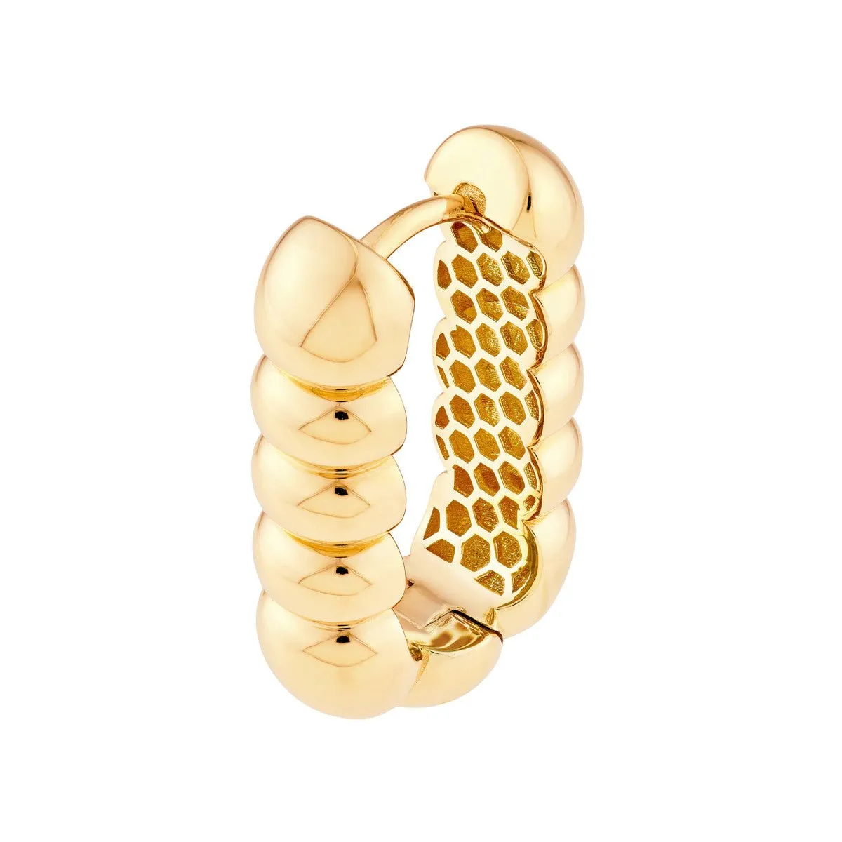 14K Yellow Gold Textured Rectangular Hoops