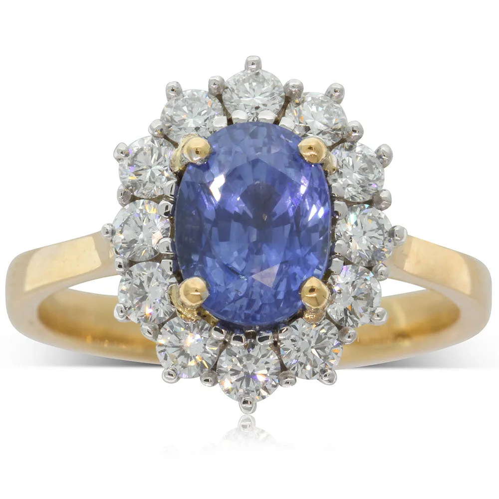 18ct Yellow & 18ct White Gold Sapphire & Diamond Ring