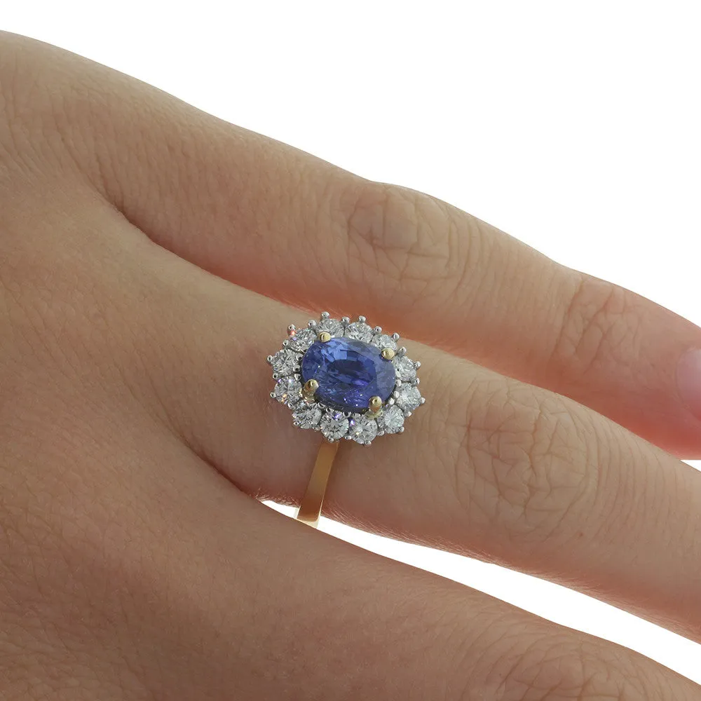 18ct Yellow & 18ct White Gold Sapphire & Diamond Ring