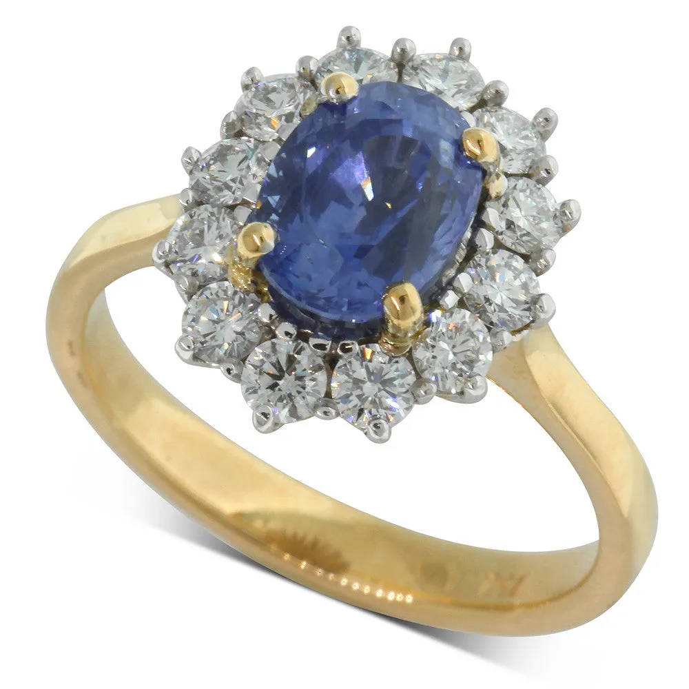 18ct Yellow & 18ct White Gold Sapphire & Diamond Ring