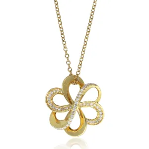 18ct Yellow Gold Diamond Flower Pendant