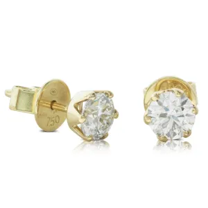18ct Yellow Gold Diamond Lily Stud Earrings