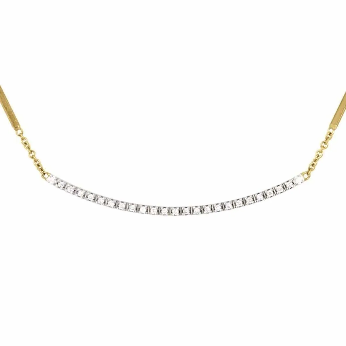 18K Goa Diamond Bar Necklace - CG713 B YW 16"