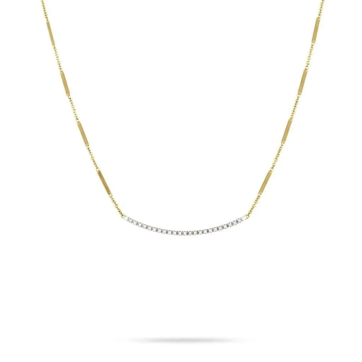 18K Goa Diamond Bar Necklace - CG713 B YW 16"