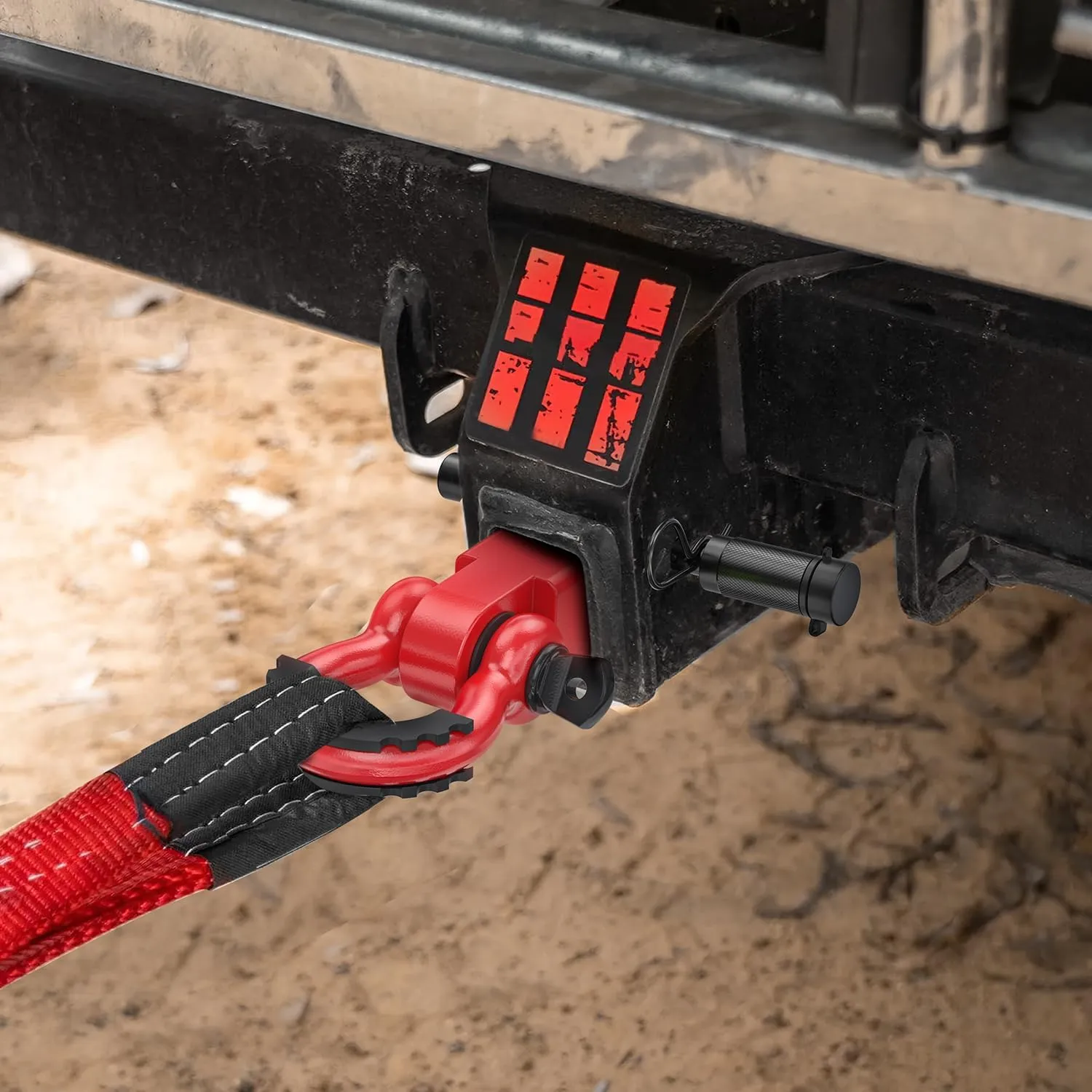 2 Inch Anti-Theft Shackle Hitch Receiver Set Red