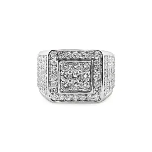 2.37ctw Round Brilliant Diamond Pavé Men's Ring in 14k White Gold
