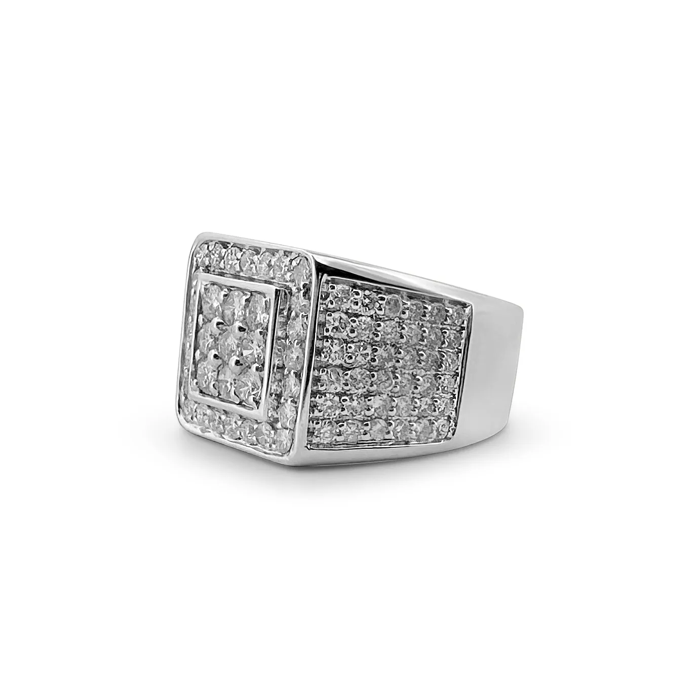 2.37ctw Round Brilliant Diamond Pavé Men's Ring in 14k White Gold