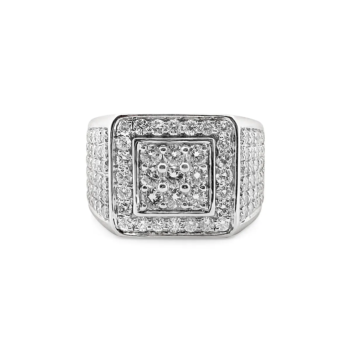 2.37ctw Round Brilliant Diamond Pavé Men's Ring in 14k White Gold