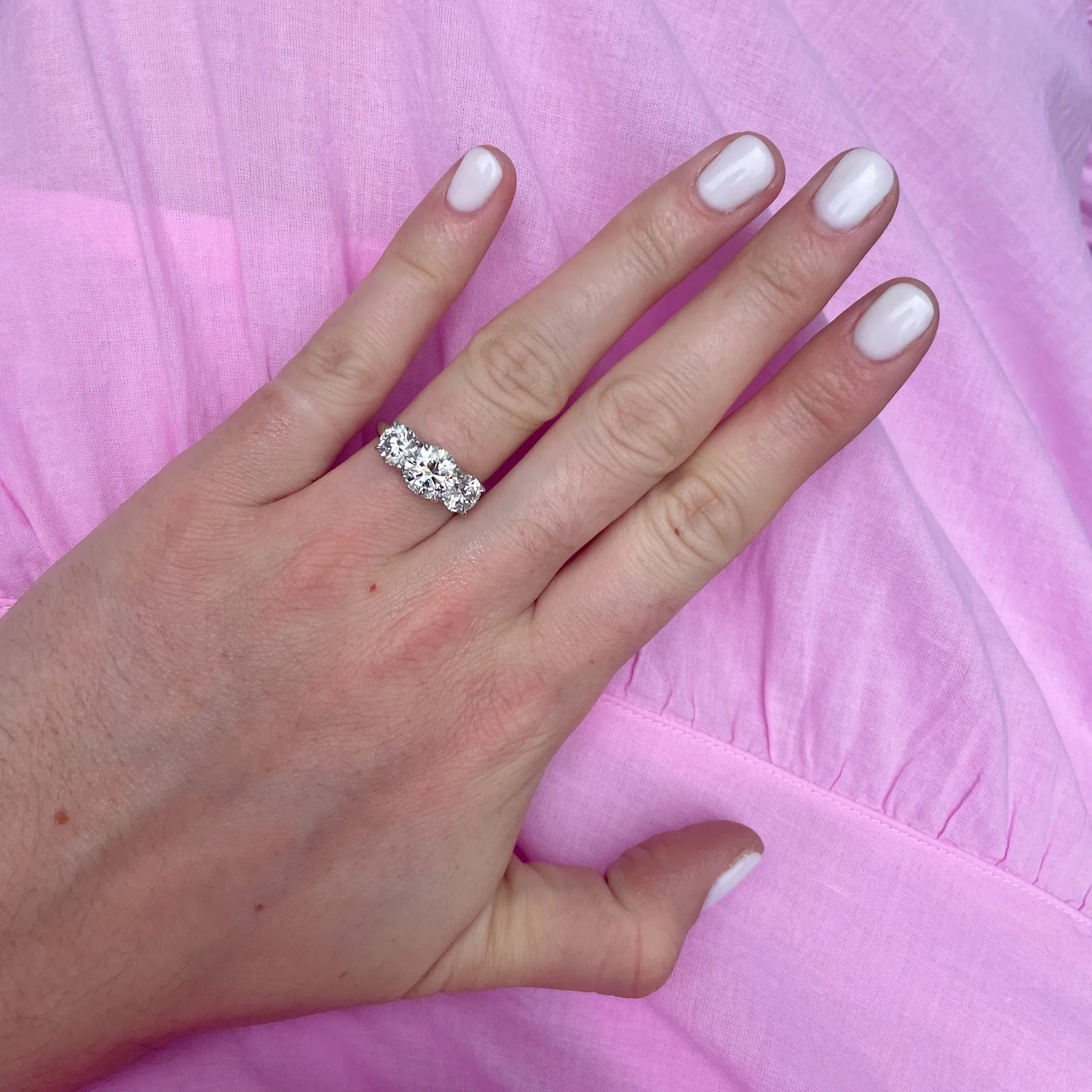 2.90ctw Round Brilliant Diamond Three-Stone Engagement Ring
