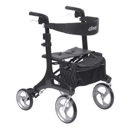 4 Wheel Rollator drive™ Nitro Elite CF Black Adjustable Height / Lightweight / Folding Carbon Fiber Frame - Drive Medical  Mfr# RTL10266CF