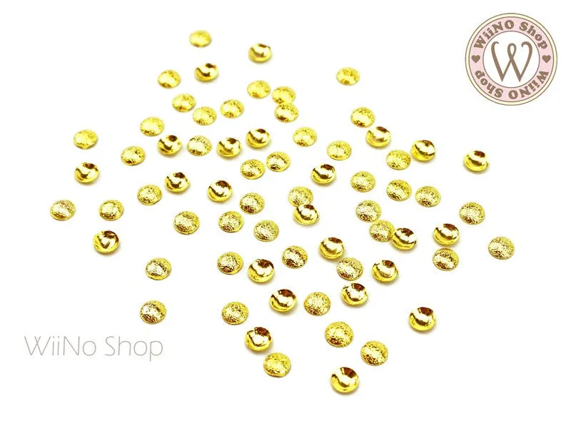 4mm Gold Textured Round Dome Metal Studs - 25 pcs