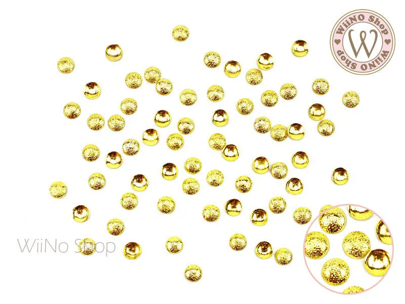 4mm Gold Textured Round Dome Metal Studs - 25 pcs