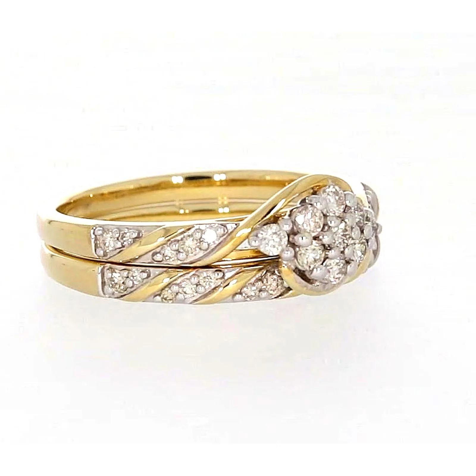 9ct Two Tone Gold Round Brilliant Cut with 0.33 Carat tw of Diamonds Ring