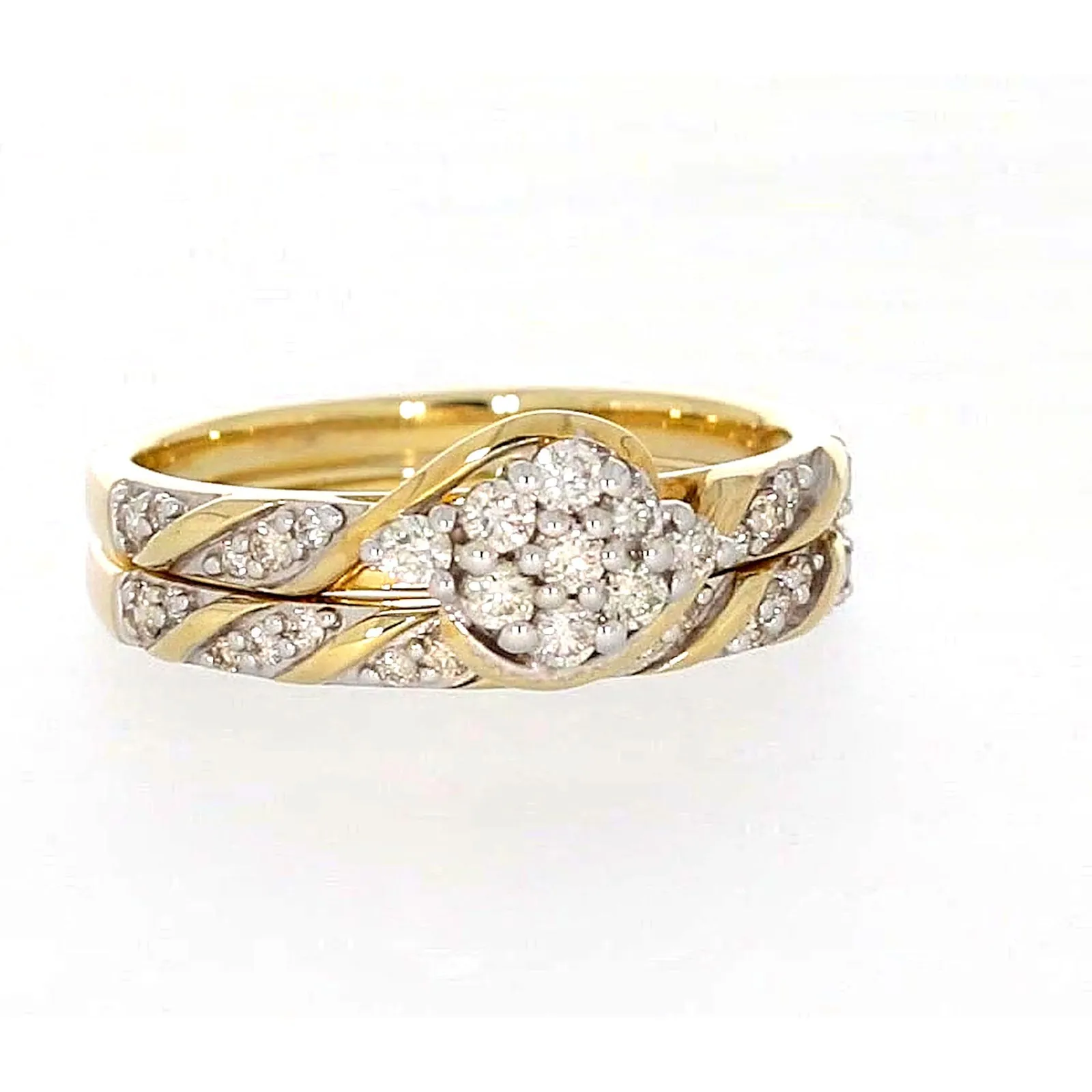 9ct Two Tone Gold Round Brilliant Cut with 0.33 Carat tw of Diamonds Ring