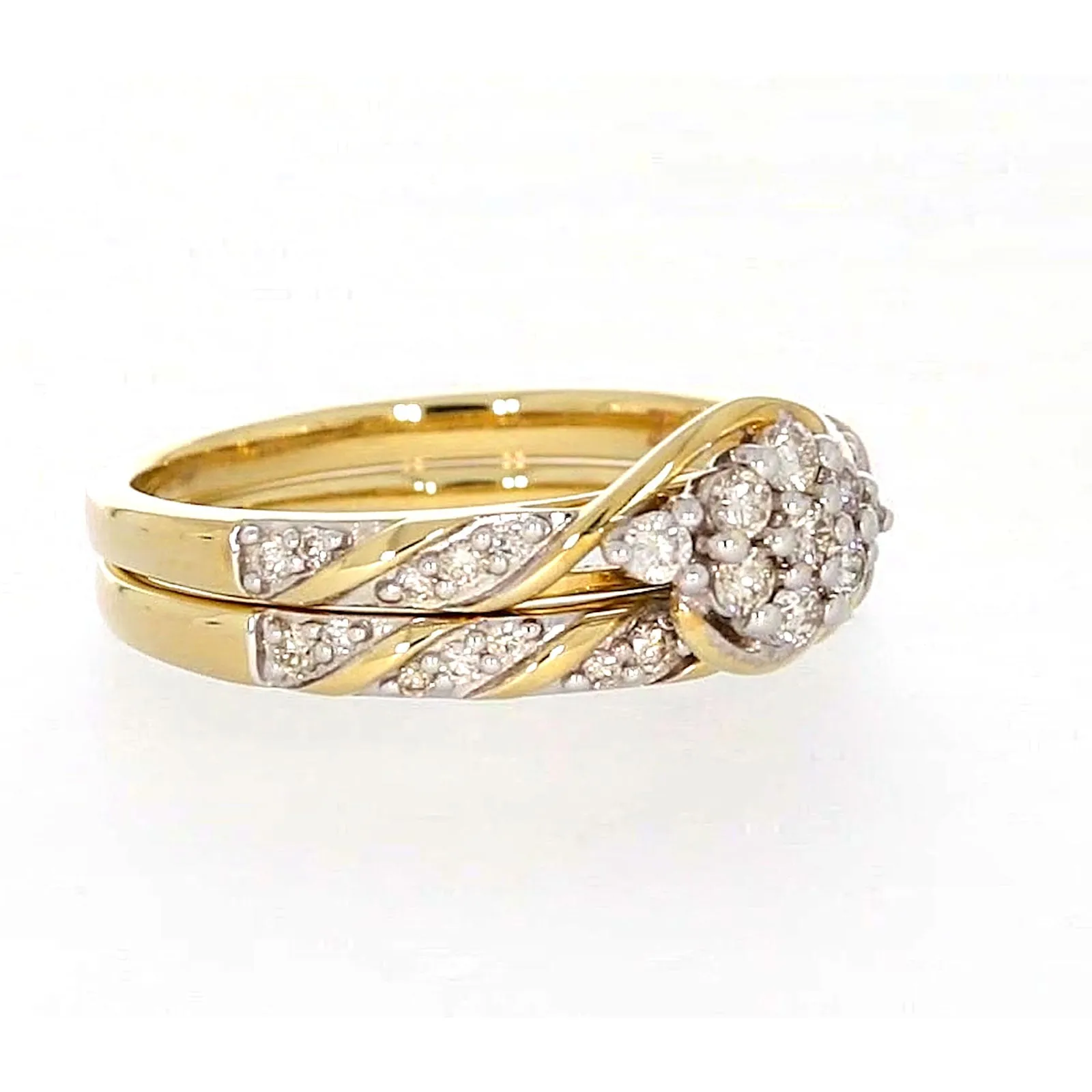 9ct Two Tone Gold Round Brilliant Cut with 0.33 Carat tw of Diamonds Ring