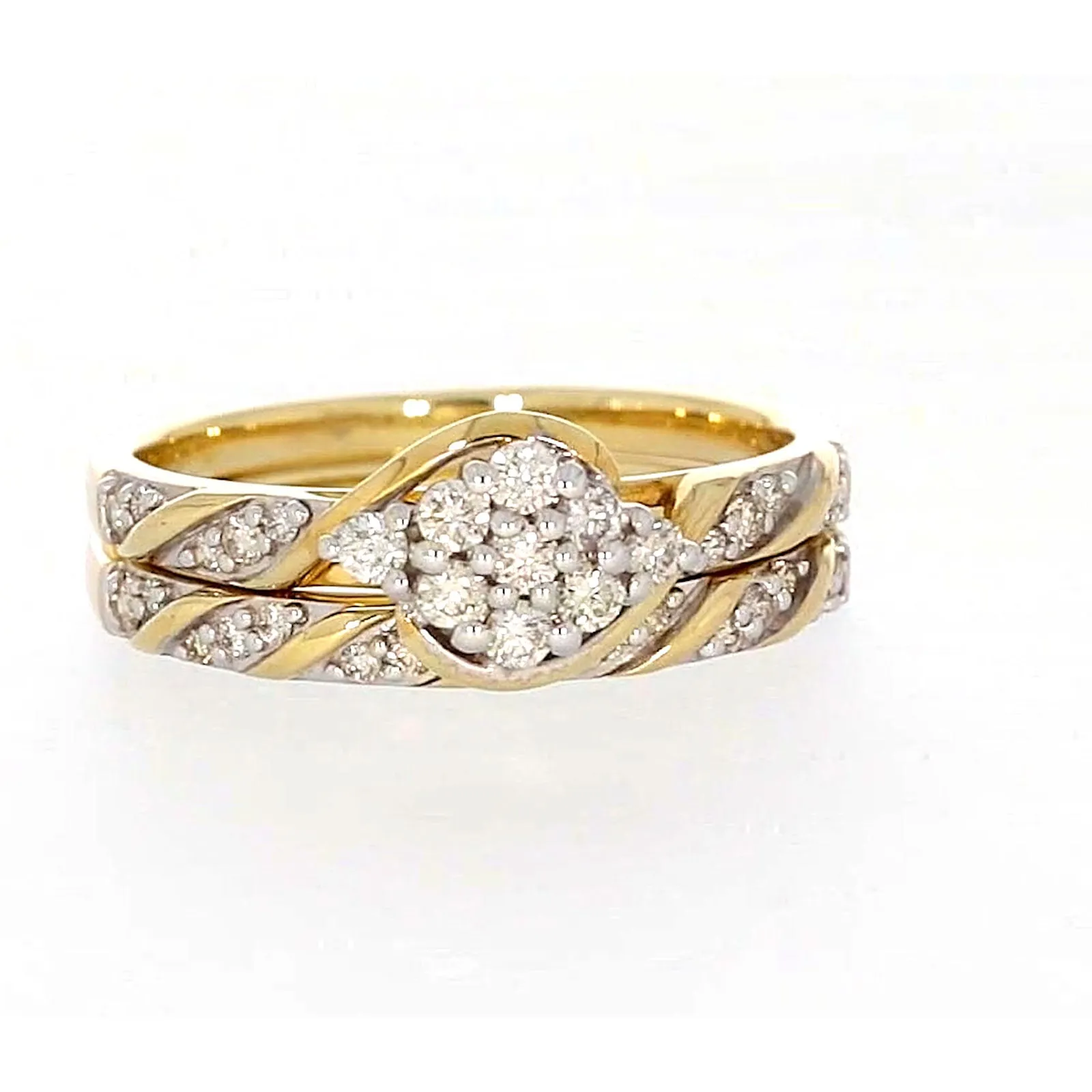 9ct Two Tone Gold Round Brilliant Cut with 0.33 Carat tw of Diamonds Ring