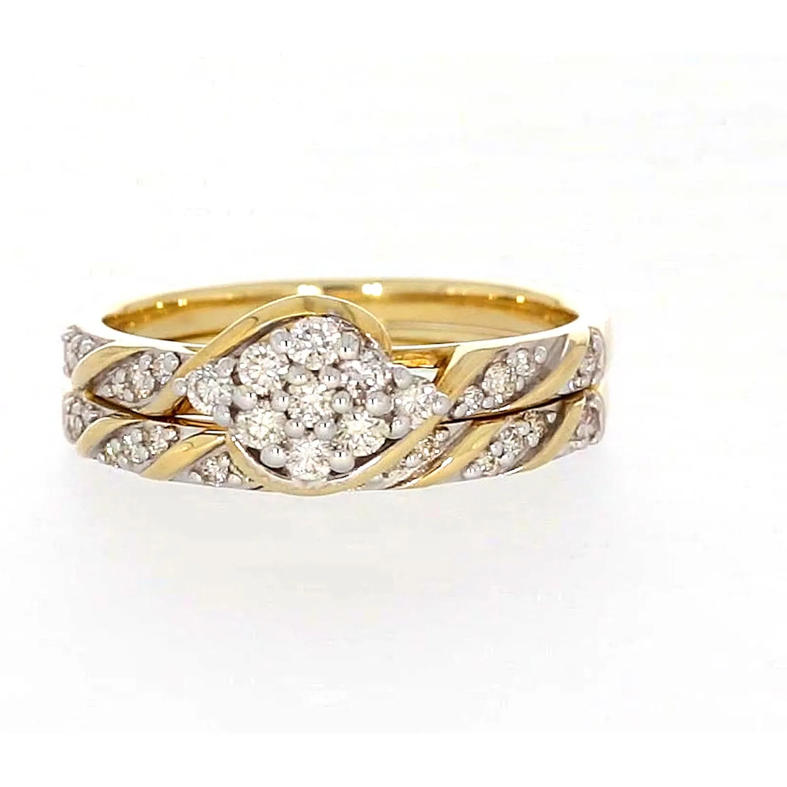 9ct Two Tone Gold Round Brilliant Cut with 0.33 Carat tw of Diamonds Ring