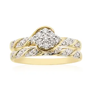 9ct Two Tone Gold Round Brilliant Cut with 0.33 Carat tw of Diamonds Ring
