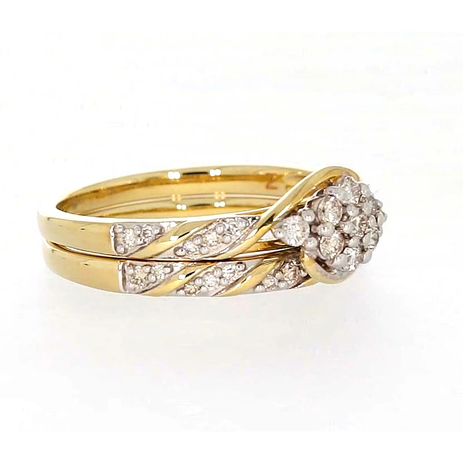 9ct Two Tone Gold Round Brilliant Cut with 0.33 Carat tw of Diamonds Ring
