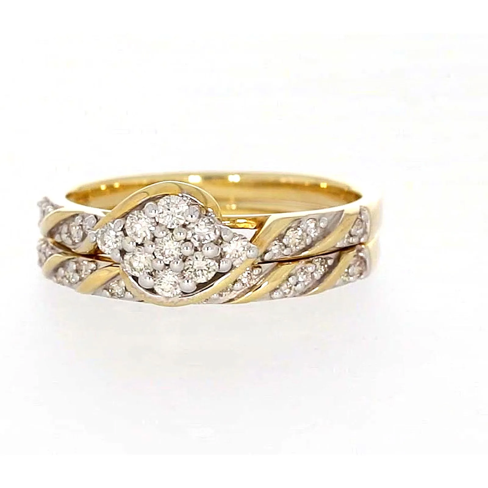 9ct Two Tone Gold Round Brilliant Cut with 0.33 Carat tw of Diamonds Ring