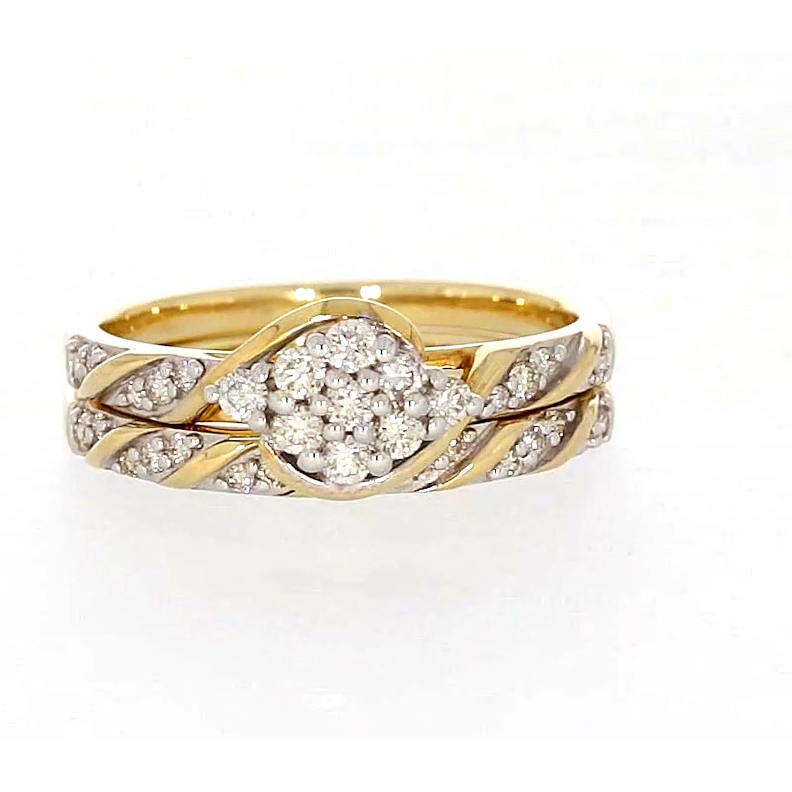 9ct Two Tone Gold Round Brilliant Cut with 0.33 Carat tw of Diamonds Ring