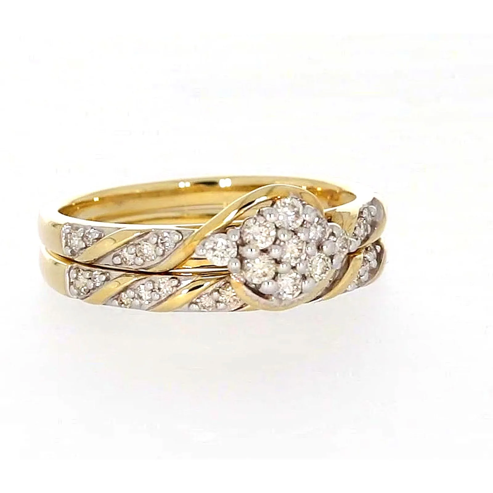 9ct Two Tone Gold Round Brilliant Cut with 0.33 Carat tw of Diamonds Ring