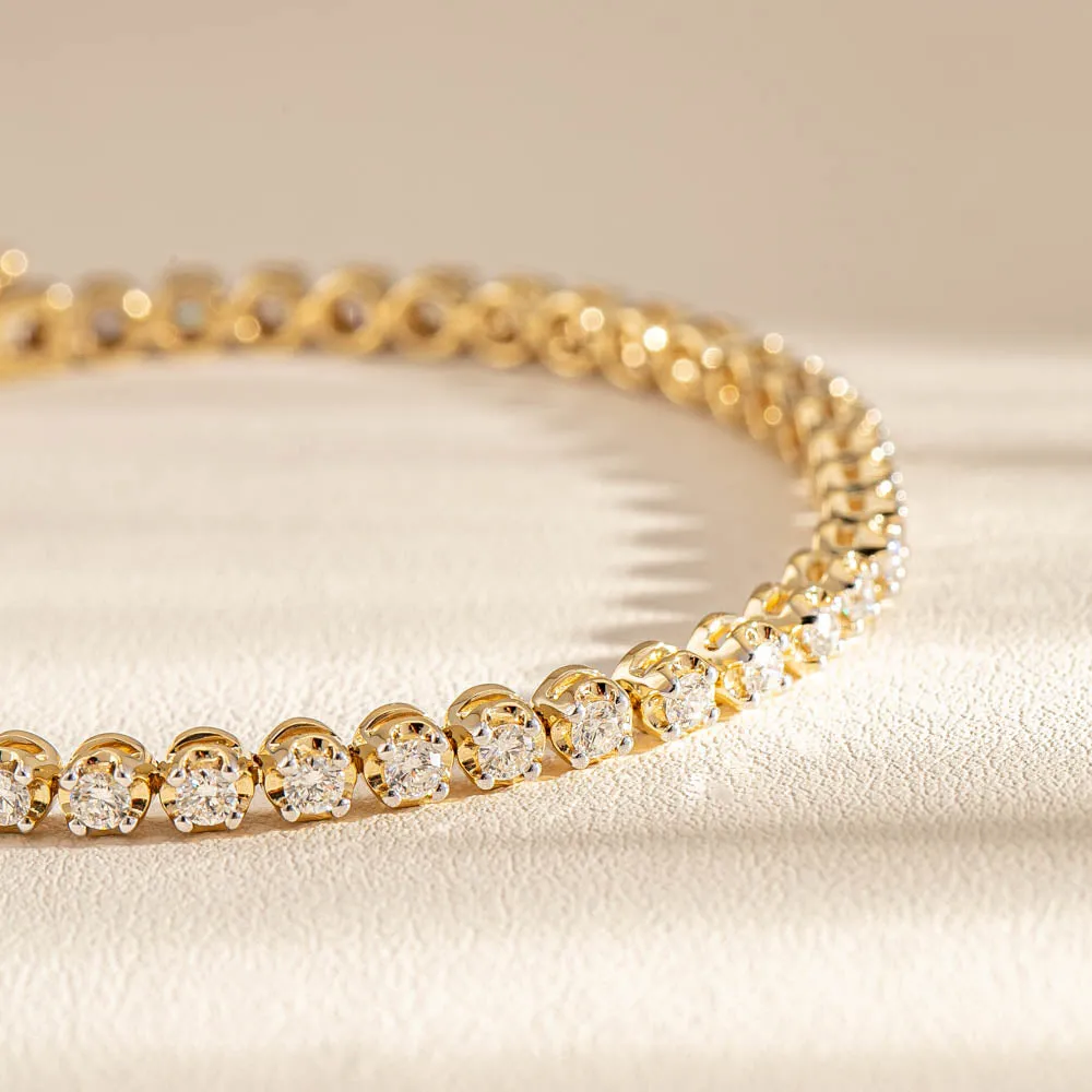 9ct Yellow Gold 2.50ct Diamond Ava Tennis Bracelet