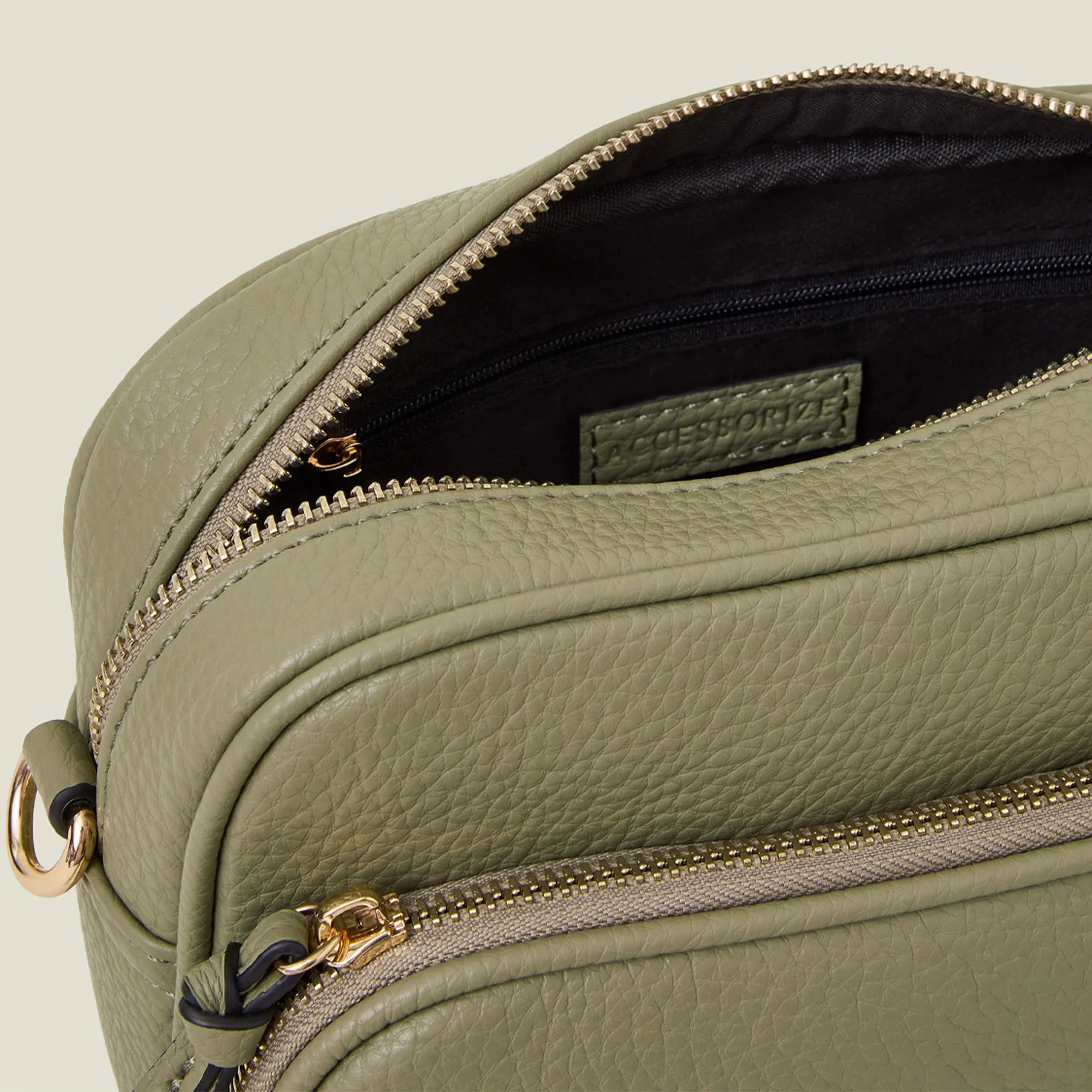 Accessorize London Women's Green Dina Double Zip Camera Bag