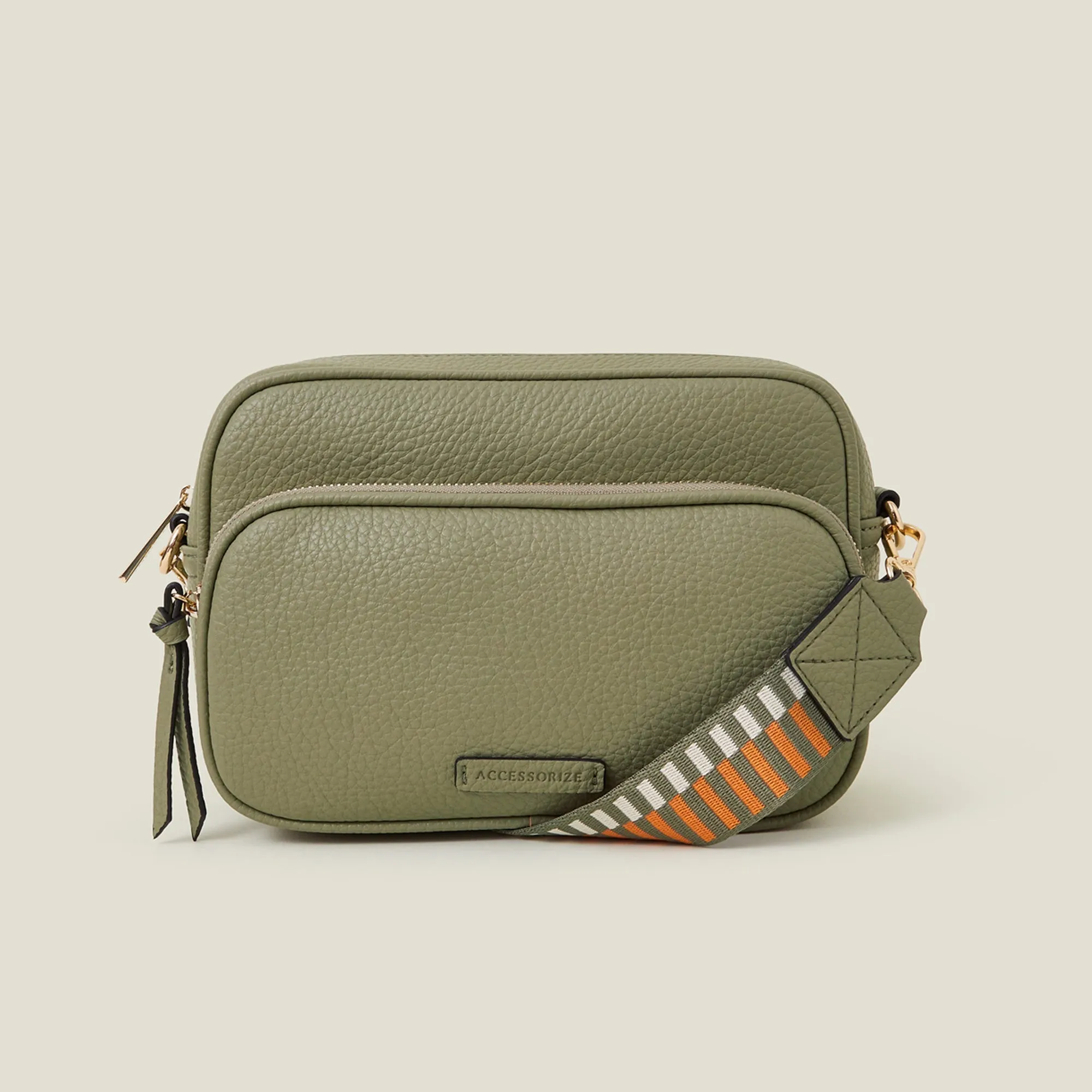 Accessorize London Women's Green Dina Double Zip Camera Bag