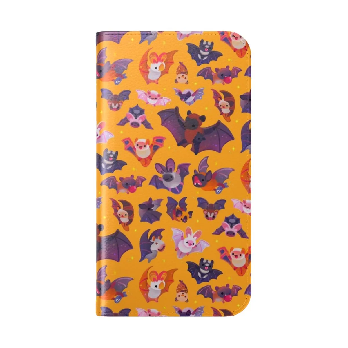 Adorable Bat-Themed Flip Cover Phone Case in Yellow