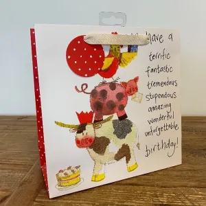 Alex Clark Farmyard Acrobats Medium Sparkle Gift Bag