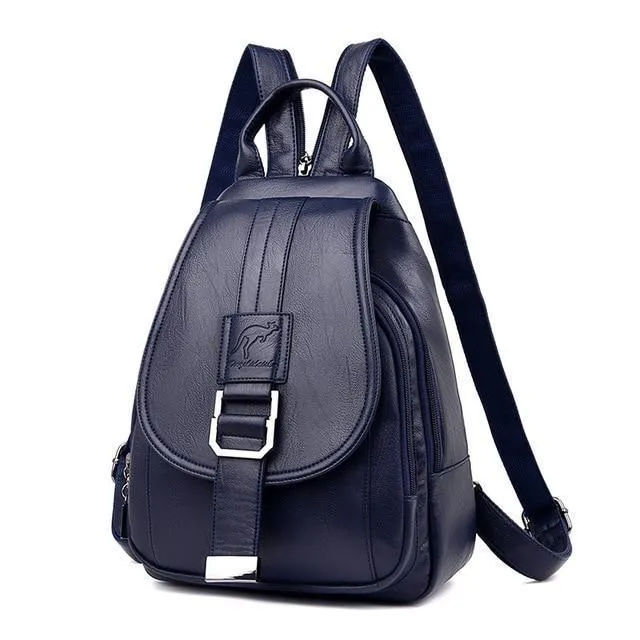 Anti Theft Leather Backpack
